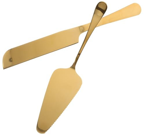 POPETPOP Juego De Espátula y Cuchillo para Pasteles De Acero Inoxidable, Mango Largo, Corte Fácil y Portátil, Herramientas para Cortar Pasteles y Servir, Utensilios para Cocina y Repostería Fiestas