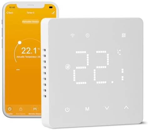 Beok Thermostat pour Chauffage au Sol Electrique,Thermostat Intelligent WiFi Thermostats d'ambiance programmables avec sonde Compatible avec Alexa et Google Home,16A