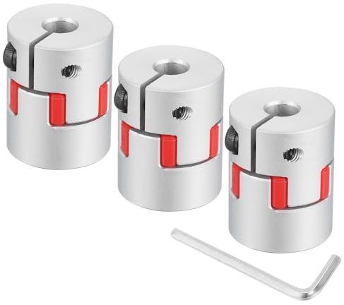QUARKZMAN 3pz Giunto Flessibile Albero D20 L25 6mm a 10mm Argento/Rosso | per Stampante 3D Macchina CNC, Prugna Connettore Motore, Alluminio