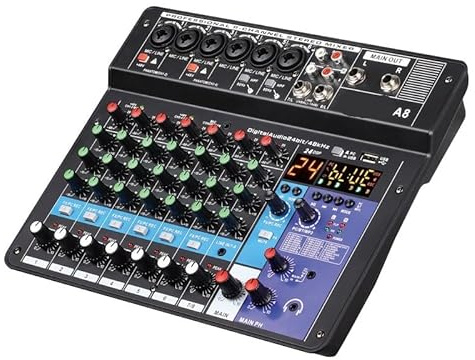 Mélangeur audio, Mélangeur Portable professionnel à 8 canaux, Console de mixage sonore, entrée d'ordinateur, modèle d'alimentation 48v
