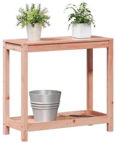 Homvdxl Pflanztisch für den Garten, 2-stöckig, Pflanzbank aus Holz, einfache Gartenwerkbank, Station für den Außenbereich, Terrasse, Hof, 82,5 x 35 x 75 cm, Braun
