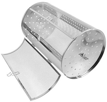 FUTUREORYY Cesta Giratoria de Acero Inoxidable para Horno Jaula para Asador de Cocina Herramienta para Asar Carne Patatas y Frutos Secos Diseño con Puerta Móvil Fácil de Usar Compatible con