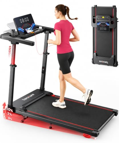 Laufband für Zuhause 12km/h, 6 IN 1 Elektrisches Laufband mit 10% Steigung, 1080MM Einziehbares Steigrohr, 360° Tablet Holder, Controllo App, 2.5HP Leiser Motor, LED Anzeige