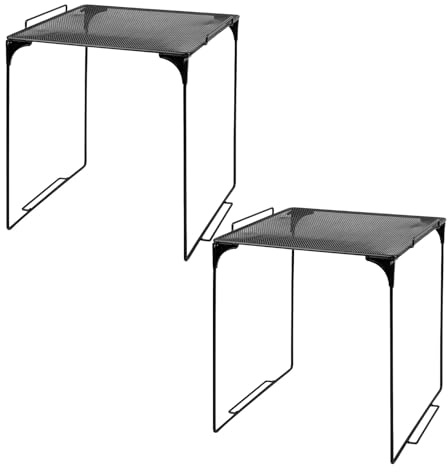 HOMSFOU Organisateur Pliable en Filet et Étagère de Casier Empilable, Rangement pour Placard, Support Amovible sans Outil, Optimisation Espace la Cuisine et Bureau