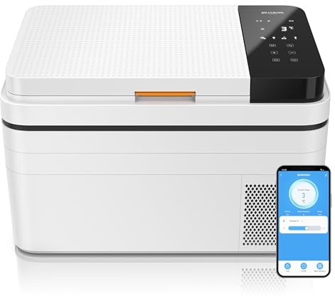 Brandson - Kühlbox elektrisch mit Kompressor – 30 Liter – App Steuerung Bluetooth Tuya Smart – Autokühlbox - 230 V und 12/24 V Gefrierbox Gefriertuhe bis -20°C – ECO Modus – Auto Camper LKW