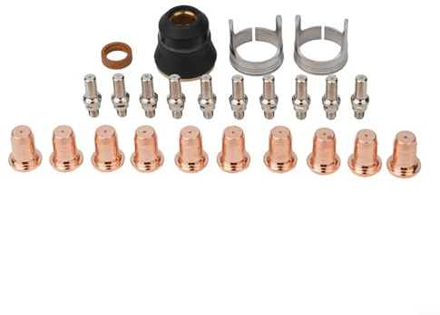 Plasmaschneider Verbrauchsmaterialien Kit für PT-60, für IPT-60 & JASIC PRO Cut 45 Brenner — 24-teiliges Set enthält Elektroden (1,0 mm), Düsenspitzen, Schild
