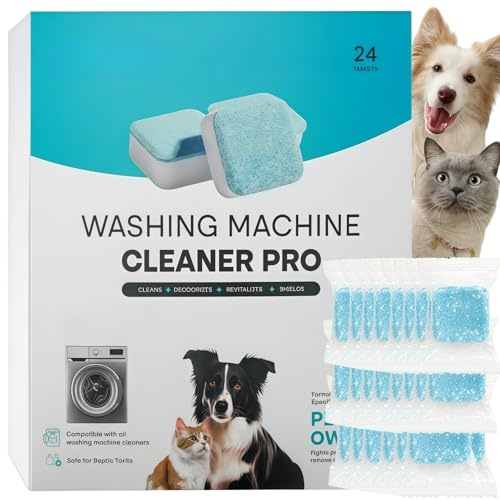 24PCS Prime Drum Washing Machine Cleaner Pro,Deep Cleaning Washing Machine Tab/lets,Dog Hair Dissolver Washing Machine,Pet Detergent for Washing Machine,Eliminates Odors&Limescale,for All Washers