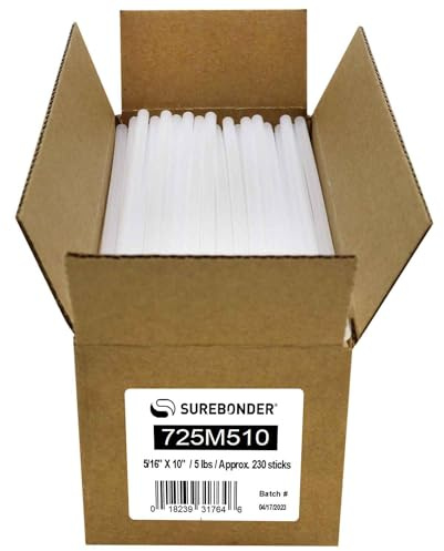 Surebonder 725M510 Mini Size 10 Clear Hot Glue Sticks - 5 lb Box