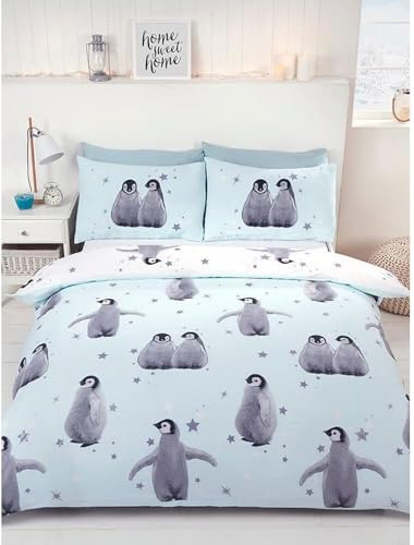 Rapport Bettbezug-Set mit Pinguin-Muster, Ice, Einzelbett