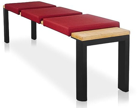 Lycce Bankauflage Klemmkissen 2 Leisten, Sitzkissen Kunstleder rot, Banktiefe 40 cm