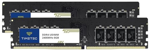 Timetec 16 Go KIT(2x8Go) DDR4 2400 MHz (PC4-2400T) PC4-19200 UDIMM pour PC de Bureau – Non ECC sans Tampon, 288 Broches, 1,2 V, CL17 Module de mémoire DIMM