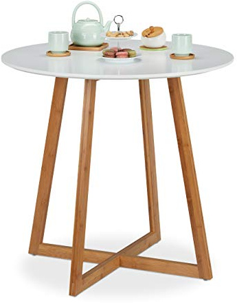 Relaxdays Esstisch rund, 2 Personen, aus Bambus & MDF, HxD 75x80 cm | skandinavisch
