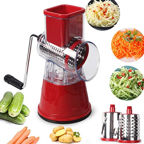KUANDARg La sécurité Légume Mandoline Trancheuse, 3 en 1 Multifonction Professionnelle Coupe Légumes, Coupe Fruits, Coupe Pommes De Terre Économie du Travail Multifonctionnel, Red