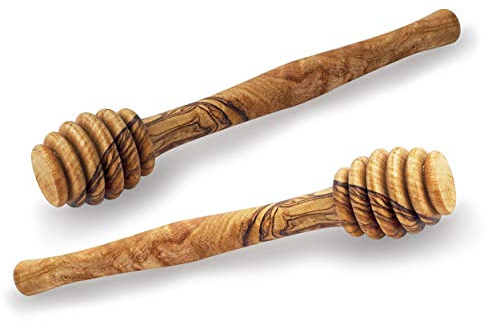 Forest Decor 13,5 cm Honiglöffel aus Olivenholz – Wabenstäbchen zum Nieselregen von Honig – handgefertigter Honiglöffel – Holzhonigstäbchen für Honigglas-Dosierung – Honigrührstab