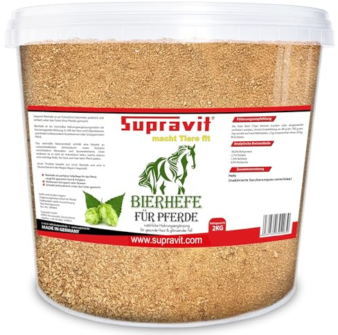 Supravit Bierhefe - 2kg Eimer – Ergänzungsfutter für Pferde | - 100% Natur für glänzendes Fell & gesunde Haut - unterstützt die Verdauung