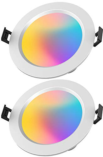 Chao Zan 2 piezas, foco LED empotrable regulable Lámpara de techo Spot 5 W RGBWC, control de aplicación Bluetooth, Downlight empotrado, para baño, sala de estar, cocina, ktv, bar.