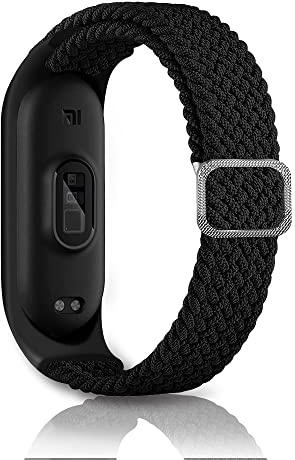 SeNool Armband Kompatibel mit Xiaomi Mi Band 6/Mi Band 5/Mi Band 4/Mi Band 3, Nylon Sport Ersatzband[Weiches, Atmungsaktives, Leichtes], Bänder Kompatibel mit Mi Band 6/5/4/3- Schwarz
