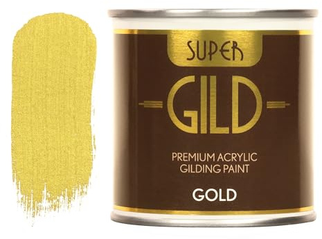 Guild Lane Super GILD Liquid Gold Acrylic Paint - High Pigment Metallic Enamel for Wood, Metal, Ceramics, Glass, Plastic, Canvas & More - Water-Based, Non-Tarnish Finish - 250ml