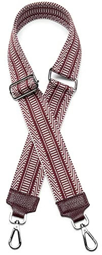 Caspar BSG01 breiter Leder/Textil Schultergurt mit Silber Karabiner für Handtaschen, Farbe:weinrot, Accessoires:One Size