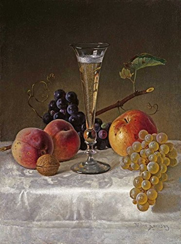 Feeling at home LEINWANDDRUCK im SCHATTENFUGENRAHMEN Stillleben mit Glas Champagner Ramsay Milne - Lebensmittel vertikale Kunstbilder im Holzrahmen cm_83_X_60