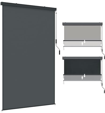 Aufun Toldo Vertical Enrollable Exterior 160x250 cm con Manivela para Balcón Terraza Jardín, Pantalla de Privacidad Toldo, Protección de Privacidad Resistente a Sol (Antracita, 1,6x2,5m)