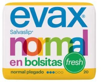Salvaslips normal, perfumados, plegados y en bolsitas EVAX Fresh 20 uds