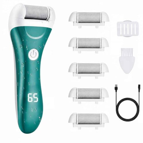 NiceBirdie Callus Remover for Feet, Rechargeable Waterproof Pedicure Tool, Foot File with 5 Replaceable Grinding Heads, Feet Care Tool for Cracked Heels Dead Skin (Blue)