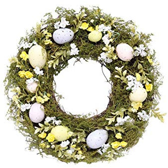 MISETA Ostereierkranz, 34 cm, Frühlings-Osterkranz mit farbigem Ei für Haustür mit Osterdekorationen