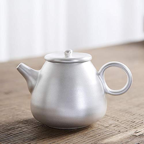 Tetera de Plata Tetera de Plata Tetera Xishi Hecha a Mano Tetera de Plata pequeña para el hogar Juego de té clásico de Kung Fu de Plata de Ley 999 (Verde Claro Gratis)