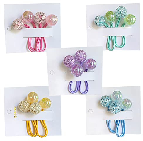 Lot de 10 élastiques à Cheveux colorés à Double Boule pour Queue de Cheval - Élastiques à Cheveux - Perles - Chouchous pour Filles et Femmes