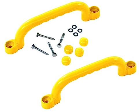 Baoblaze 2Pcs Playground Accessories, Playhouse Grab Handle Bars, with Screws, Climb Play Playroom Ladder Handles for Park, Backyard Tree House Playhouse, yellow