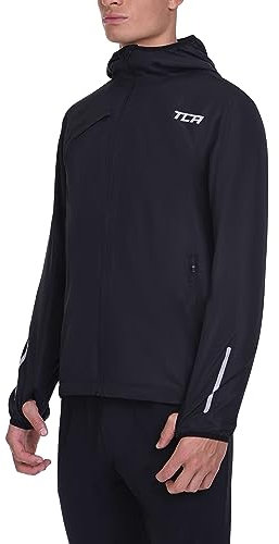 TCA Veste Softshell de Course à Pied pour Hommes. Veste Réfléchissante, Respirante et Compacte avec Poches Zippées - Noir, L