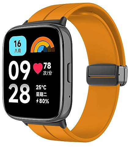 iPartsonline Armband kompatibel für Xiaomi Redmi Watch 3 Active Smartwatch Magnetisches Silikon Uhrenarmband Sport Ersatz Armband