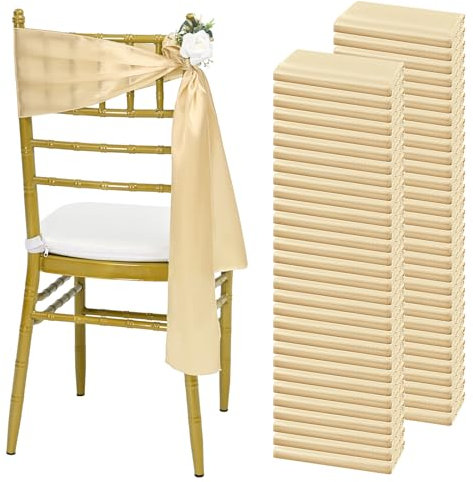 Lykoow Stuhl-Schärpen, 198,1 cm, Satin, für Party, Hotel, Hochzeit, Empfang, Restaurant, Event, Dekoration, 60 Stück (17,8 x 198,1 cm)