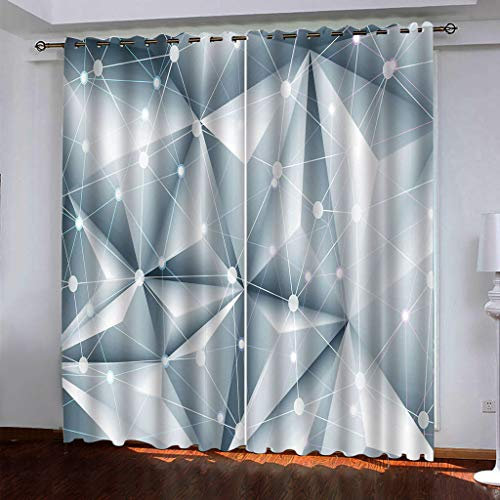 Gardinen Mit Ösen Schlafzimmer Schallschutz Vorhang Digitaldruck 3D Kreatives Dreidimensionales Dreieck Wohnzimmer Thermogardine 2Er Set 240X264cm (HxB)