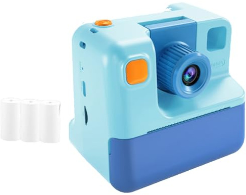 Pttnyuere Appareil Photo Instantané pour Enfants, Appareil Photo Numérique HD 1080P, Papier Photo, Jouet pour Enfant, Cadeau d'anniversaire et de Noël, Bleu