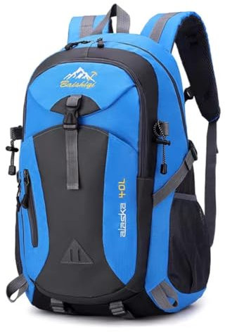 Nircho Wanderrucksack Herren Damen 40L Wasserdichter Rucksack Leicht Groß Reiserucksack,Outdoorrucksack mit Reflexstreifen Für Wandern, Radfahren, Klettern, Bergsteigen und Reisen Sport-Blau