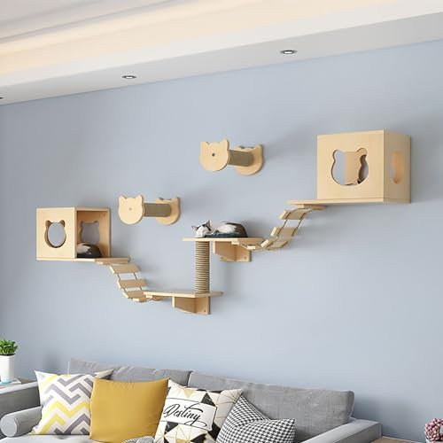 Platzsparendes Katze Wandelement, An der Wand Montierte Katzen Wandmöbel, Katzen Kletterwand Set, DIY-freie Kombination (Size : Style5)