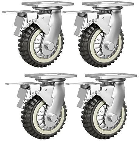 Leise Lenkrolle für Möbel, Schwerlast-Lenkrollen mit Bremse, Lenkrollen, Schwerlast-Lenkrollen für Rollwagen mit Bremsen, Lenkrollen für Möbel, Werkbank, 4-teilige Lenkrollen