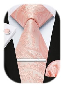 Enlision Herren Krawatte und Taschentuch Herrenkrawatten Krawattenklammer mit Manschettenknöpfe Krawatten Einstecktuch Set