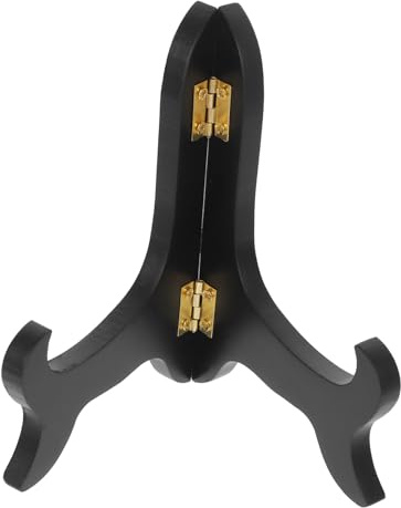 HAWILLOSCH Wood Display Stand Plate Holder 5-inch Black Wooden Easel for Tea Cake Display Diameter 11-15cm Support Plate Stands Artwork and