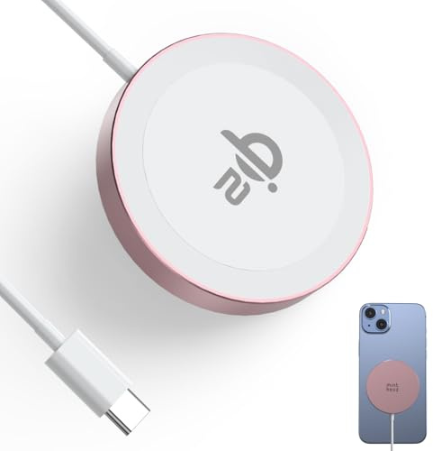 Minthouz Wireless Charger Pad for iPhone 17/16/15/14/13 Series, Magnetic Wireless Phone Charger Pad for Samsung and More Qi-Enabled Phone, Mag-Safe Charger for Airpods 2/3/Pro - Pink