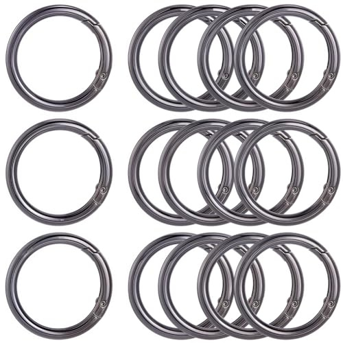 SOFPLATE 1 Box 10 Stück 40mm Schwarzer Feder O Ring Karabinerhaken Auslöser Feder O Ringe Zinklegierung Runder Karabinerhaken Schnappverschluss Aus Metall Schlüsselring Schnalle Haken Für DIY Schlüss