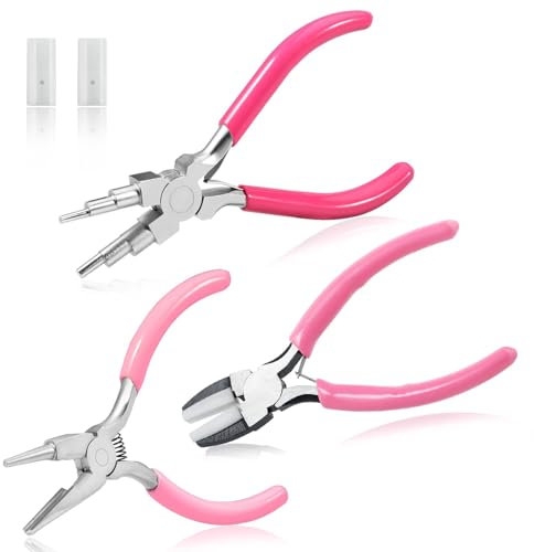 SPEEDWOX Jewelry Making Tools Kit Plier Set 6-in-1 Bail Making, 5-Inch Concave & Round Nose, 5.5-Inch Nylon Flat Jaw Pliers with Cutter