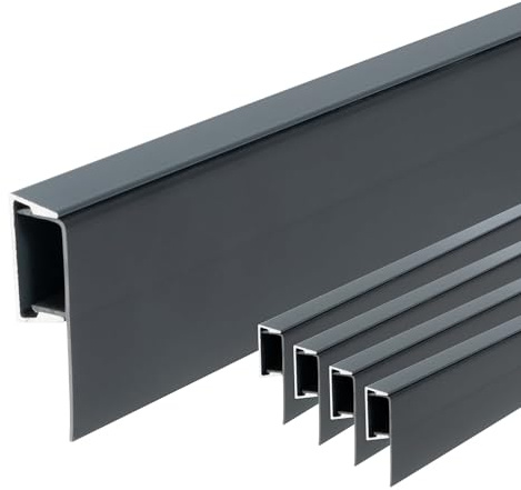 PROTEKTOR 5x Noppenbahn Abschlussprofil mit Kabelkanal 2,5m Aluminium PVC Anthrazit – Sockelprofil für Außenputz
