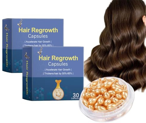 Hair Densityboost Capsules, Hair Serum Capsules, Hair Vitamin Serum Oil Capsules, Hair Regrowth Capsules, Hair Treatment Serum Capsules for Frizzy and Damaged Hair (2 Box)
