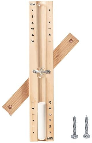 Sauna Sanduhr 15 Minuten, Küchentimer Hitzebeständig Sanduhr Sauna Uhr aus Holz Weißer Sand, Saunazubehör Zeitmessgerä Wandmontage