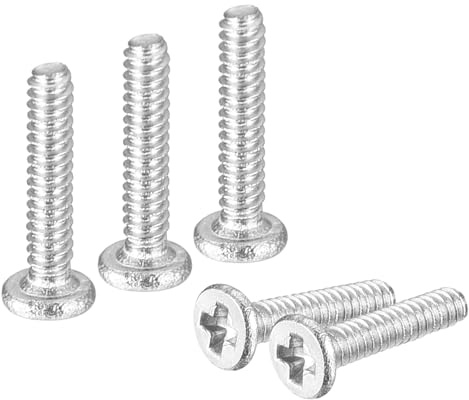 QUARKZMAN M1-0.25 X 5Mm 20Pcs Tornillos de Cabeza Redonda Plana de Acero Inoxidable 304 con Ranura Phillips para Conexión de Muebles