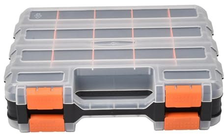 Organizador de almacenamiento de piezas: organizador de caja de herramientas, caja organizadora de tornillos, caja organizadora de doble cara, caja organizadora de cuentas de almacenamiento transparen