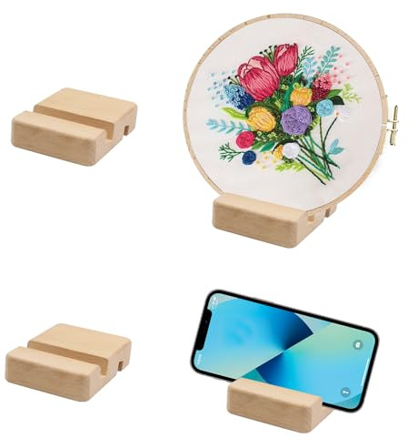 4 Stück Stickrahmen Holzständer Stickrahmen Ausstellungsständer Embroidery Hoop Wooden Base für Stickerei Kreuzstich 8x6x2 cm